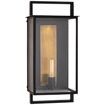 Halle Large Wall Lantern in Aged Iron and Clear Glass