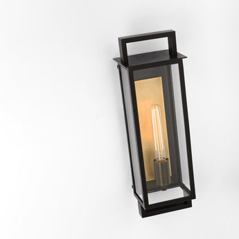 Halle Medium Narrow Wall Lantern in Aged Iron with Clear Glass