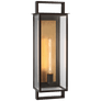 Halle Large Narrow Wall Lantern in Aged Iron with Clear Glass