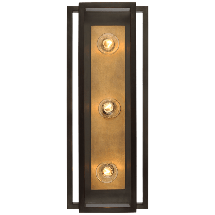 Halle 18" Vanity Light in Bronze and Hand-Rubbed Antique Brass with Clear Glass