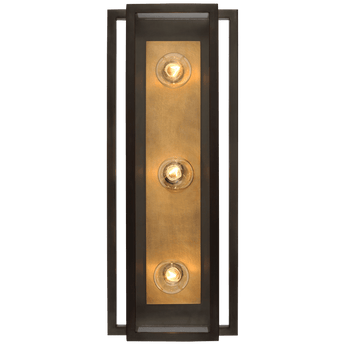 Halle 18" Vanity Light in Bronze and Hand-Rubbed Antique Brass with Clear Glass