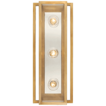 Halle 18" Vanity Light in Hand-Rubbed Antique Brass and Polished Nickel with Clear Glass