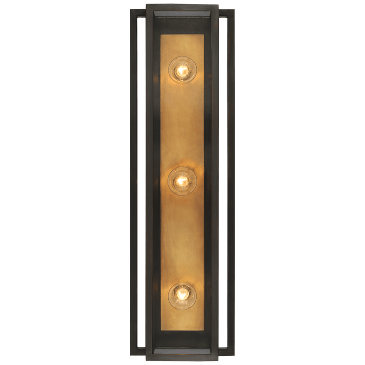 Halle 24" Vanity Light in Bronze and Hand-Rubbed Antique Brass with Clear Glass