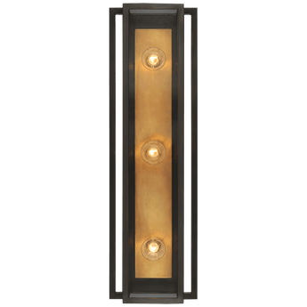 Halle 24" Vanity Light in Bronze and Hand-Rubbed Antique Brass with Clear Glass