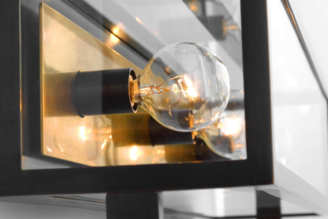 Halle 24" Vanity Light in Bronze and Hand-Rubbed Antique Brass with Clear Glass