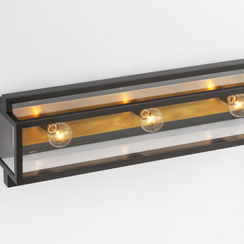 Halle 24" Vanity Light in Bronze and Hand-Rubbed Antique Brass with Clear Glass