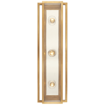 Halle 24" Vanity Light in Hand-Rubbed Antique Brass and Polished Nickel with Clear Glass