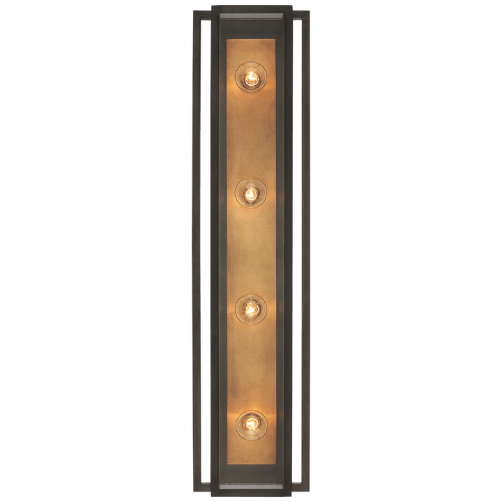 Halle 30" Vanity Light in Bronze and Hand-Rubbed Antique Brass with Clear Glass