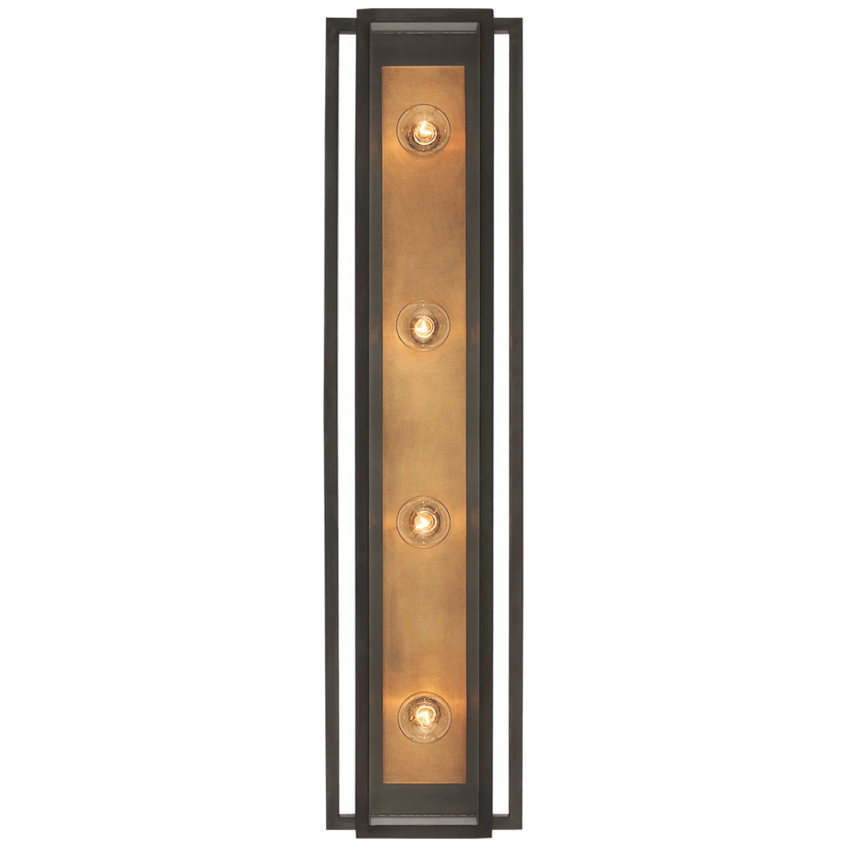 Halle 30" Vanity Light in Bronze and Hand-Rubbed Antique Brass with Clear Glass