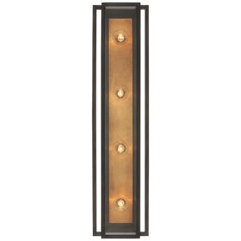 Halle 30" Vanity Light in Bronze and Hand-Rubbed Antique Brass with Clear Glass