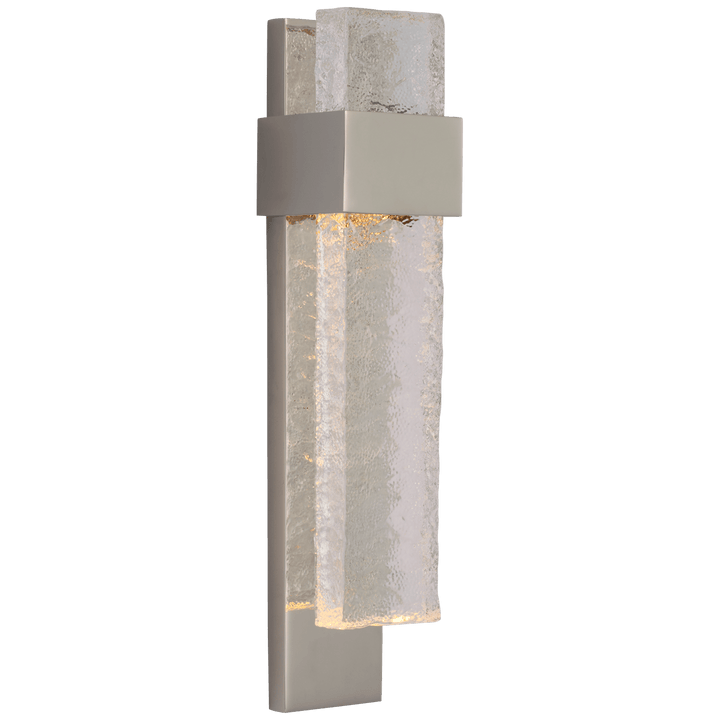 Brock Medium Sconce in Polished Nickel and Clear Wavy Glass