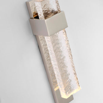 Brock Medium Sconce in Polished Nickel and Clear Wavy Glass