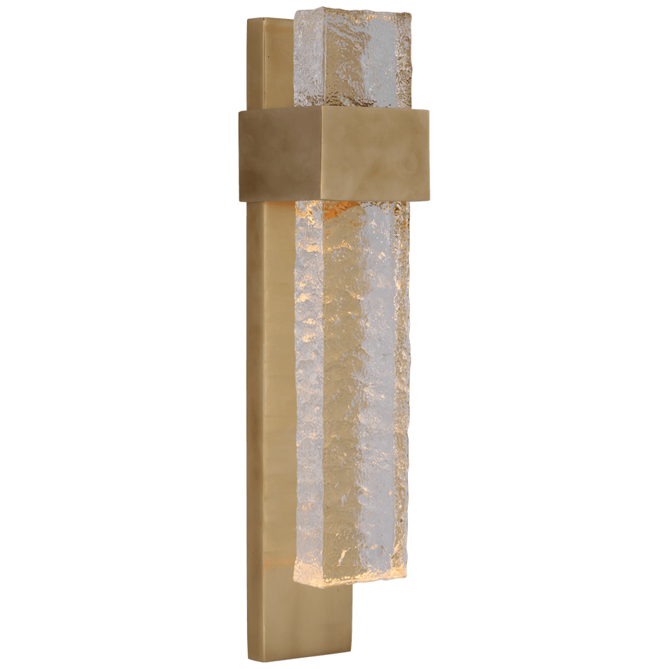 Brock Medium Sconce in Soft Brass and Clear Wavy Glass