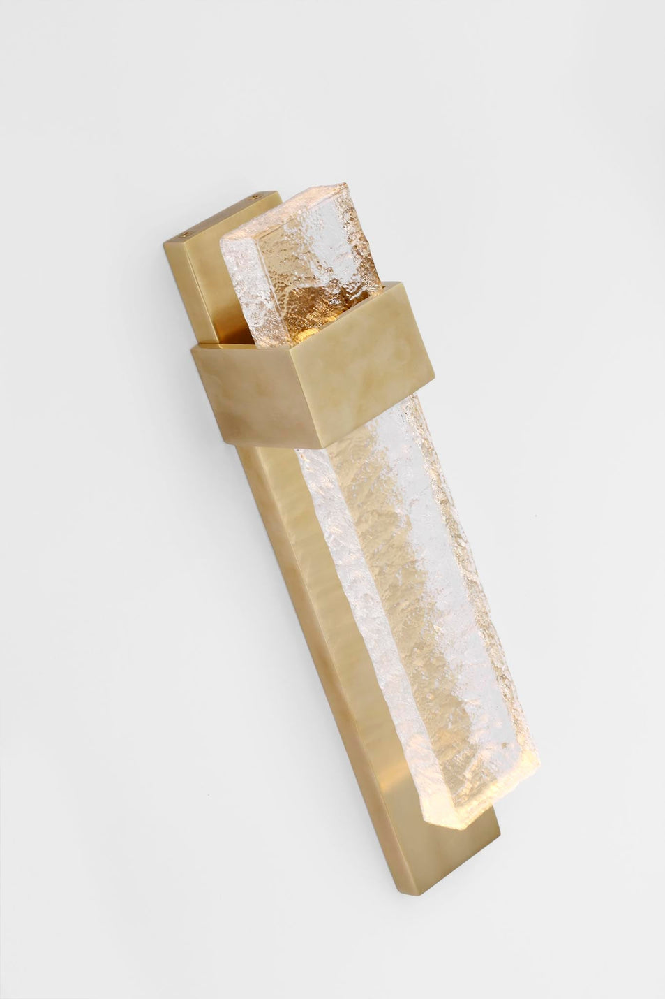 Brock Medium Sconce in Soft Brass and Clear Wavy Glass
