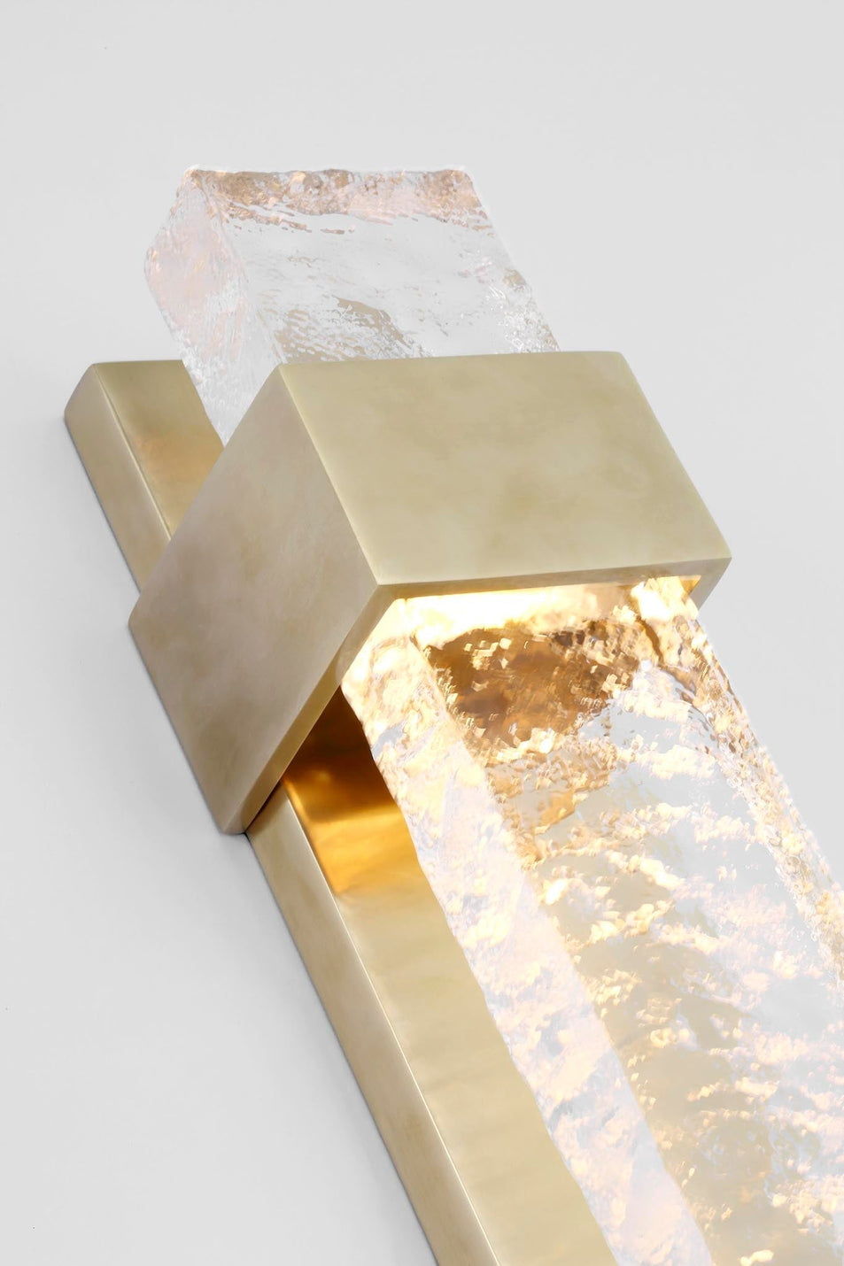 Brock Medium Sconce in Soft Brass and Clear Wavy Glass