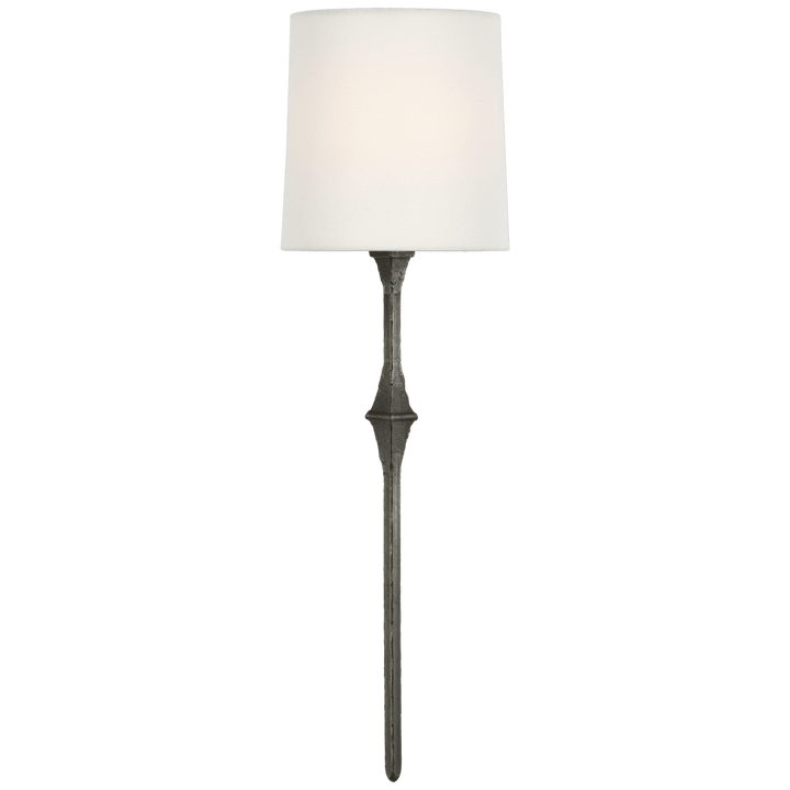 Dauphine Sconce in Aged Iron with Linen Shade