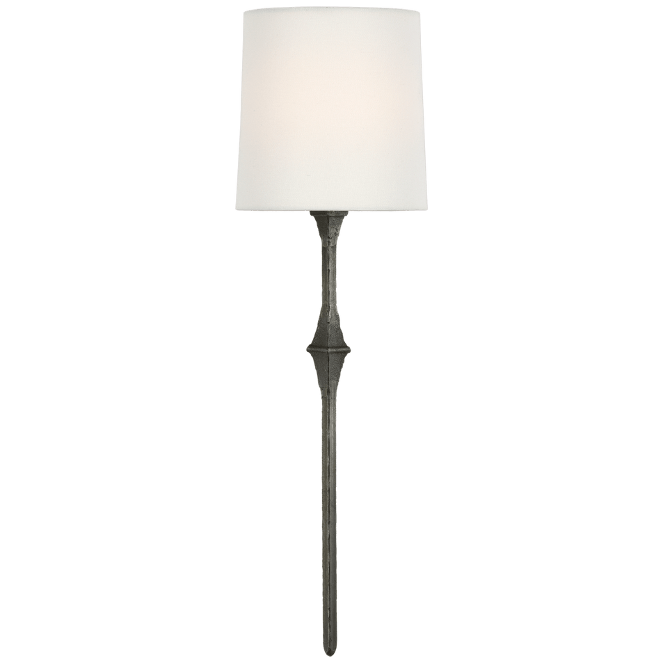 Dauphine Sconce in Aged Iron with Linen Shade
