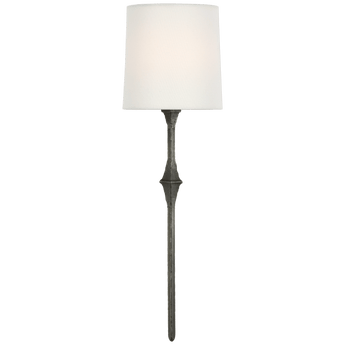 Dauphine Sconce in Aged Iron with Linen Shade