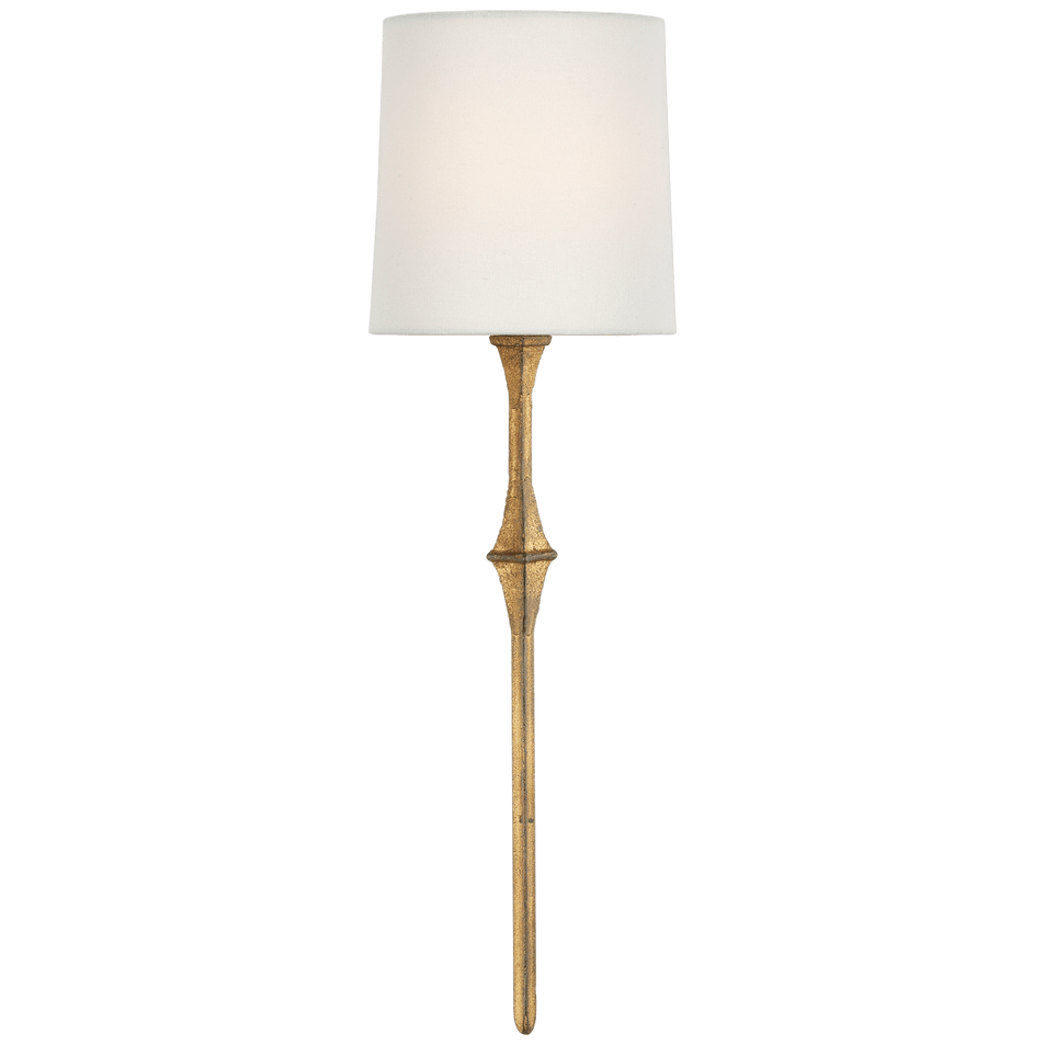 Dauphine Sconce in Gilded Iron with Linen Shade