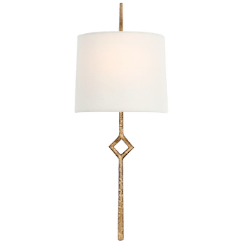 Cranston Small Sconce in Gilded Iron with Linen Shade