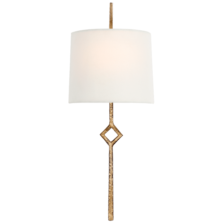 Cranston Small Sconce in Gilded Iron with Linen Shade