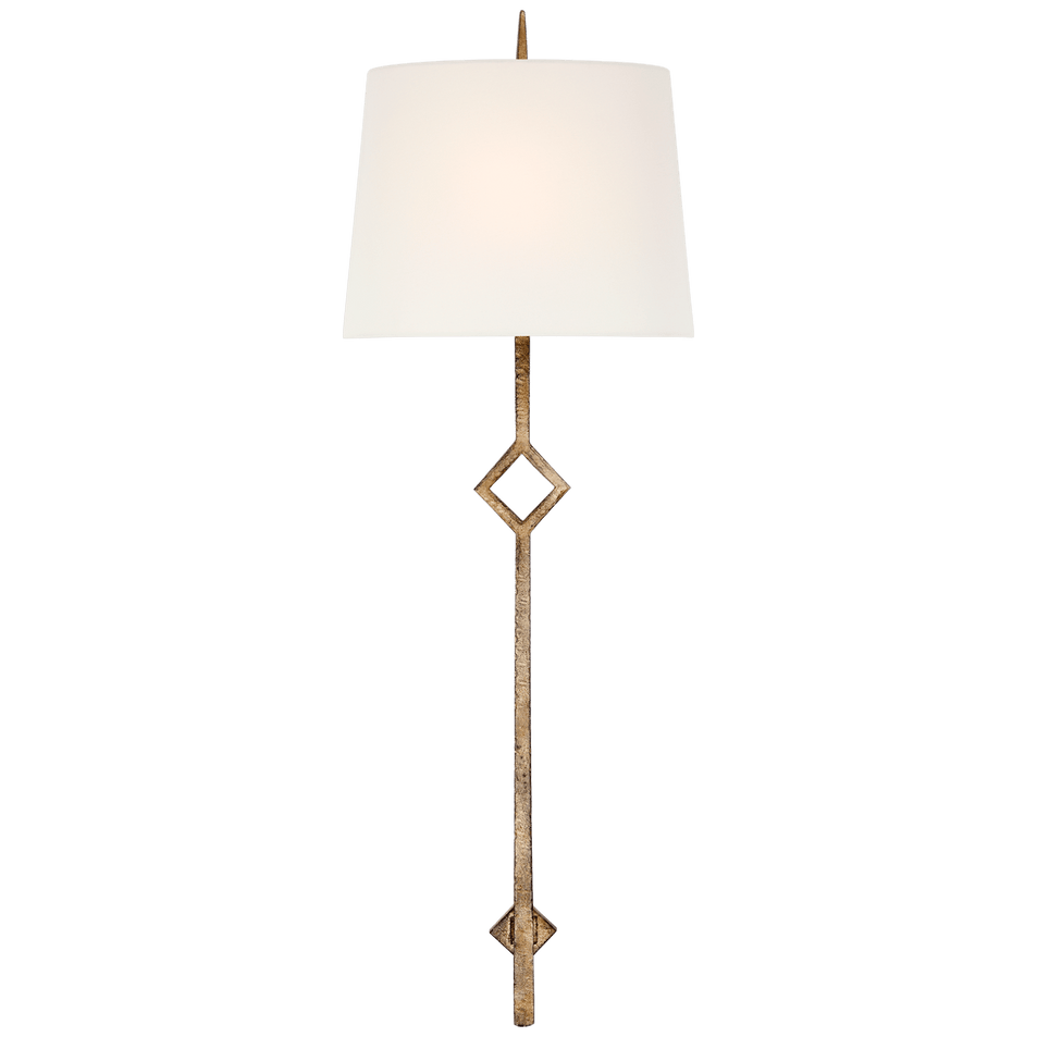 Cranston Large Sconce in Gilded Iron with Linen Shade
