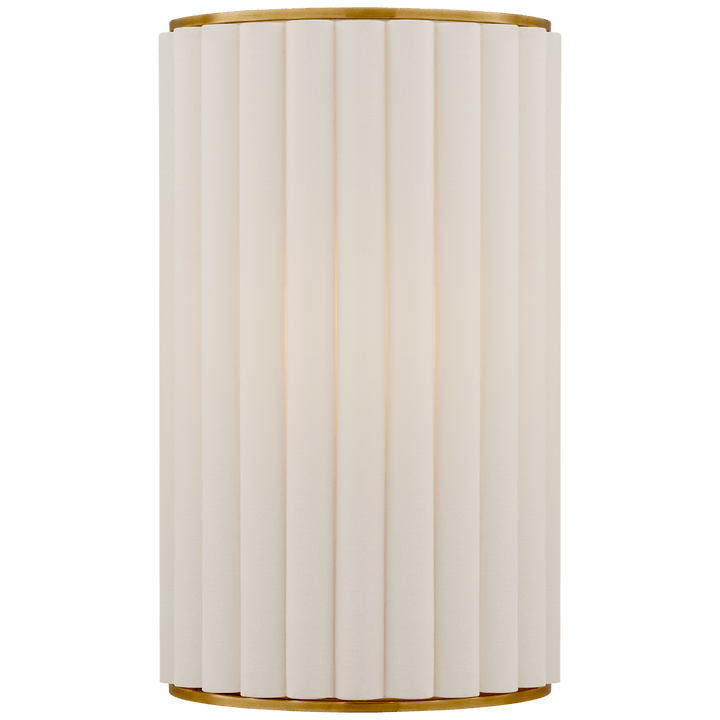 Palati Small Sconce in Hand-Rubbed Antique Brass with Linen Shade