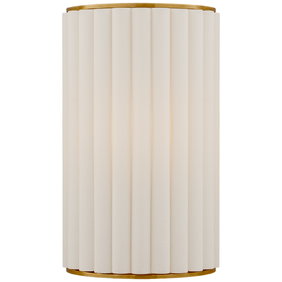 Palati Small Sconce in Hand-Rubbed Antique Brass with Linen Shade