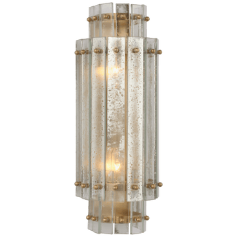 Cadence Small Tiered Sconce in Hand-Rubbed Antique Brass with Antique Mirror