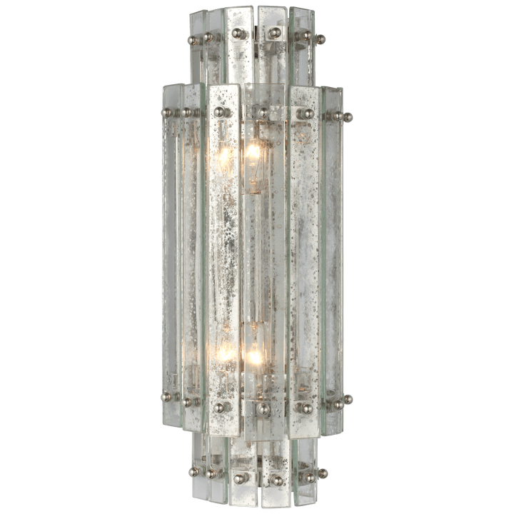 Cadence Small Tiered Sconce in Polished Nickel with Antique Mirror