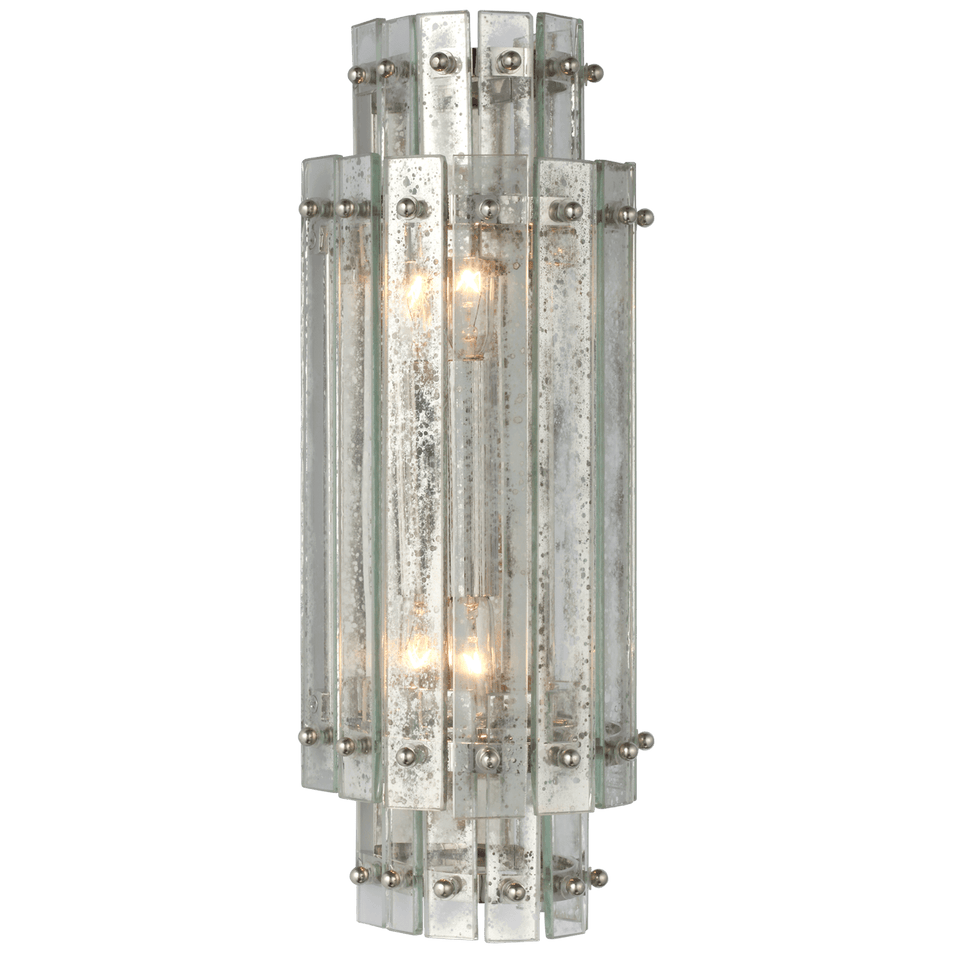 Cadence Small Tiered Sconce in Polished Nickel with Antique Mirror
