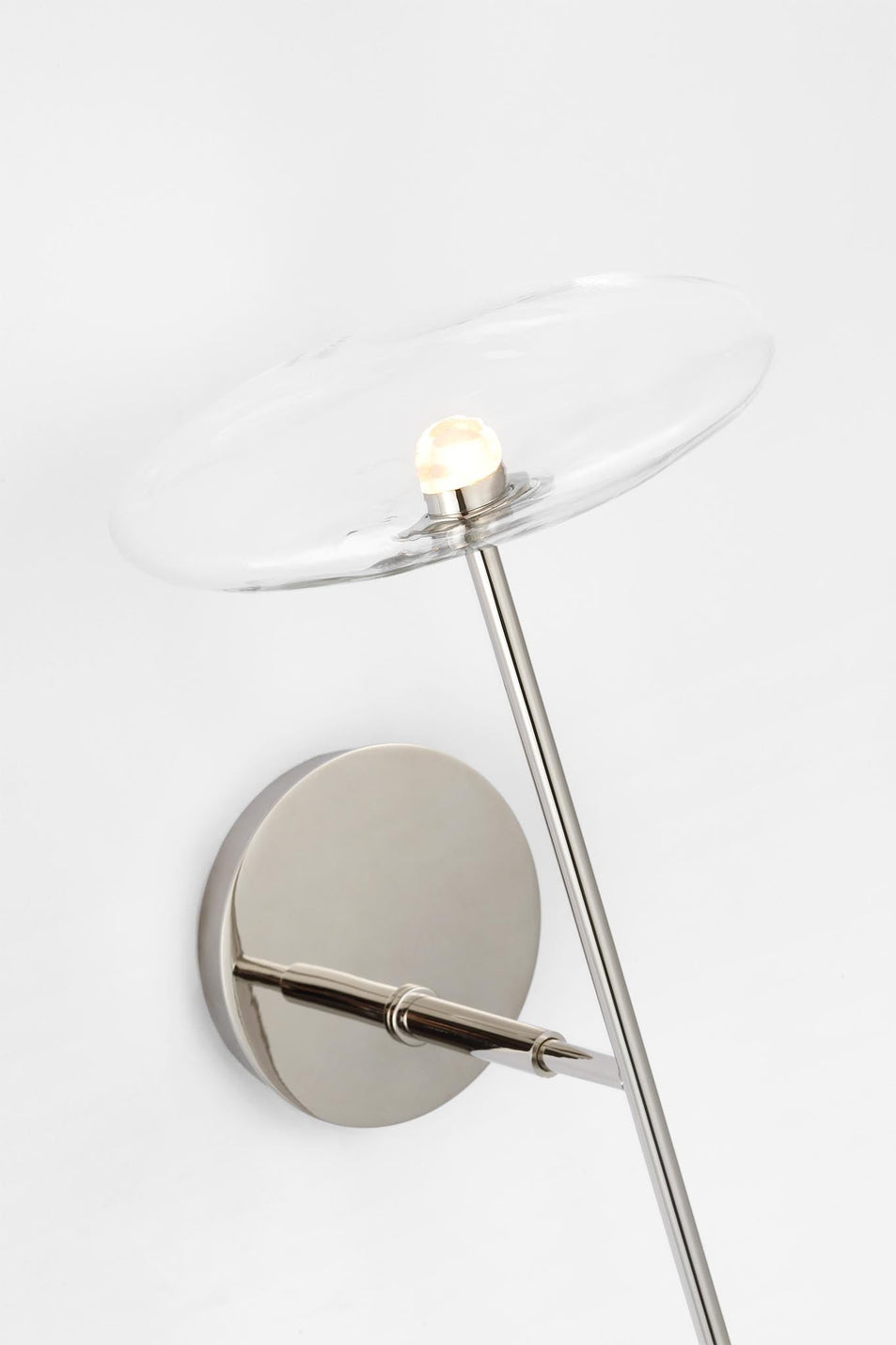 Calvino Large Tail Sconce in Polished Nickel with Clear Glass