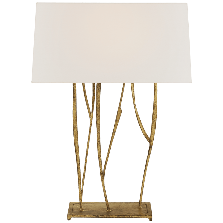 Aspen Console Lamp in Gilded Iron with Linen Shade