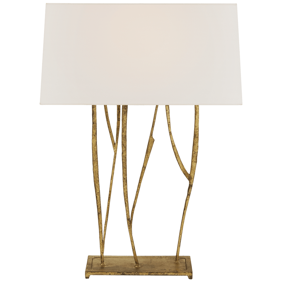 Aspen Console Lamp in Gilded Iron with Linen Shade