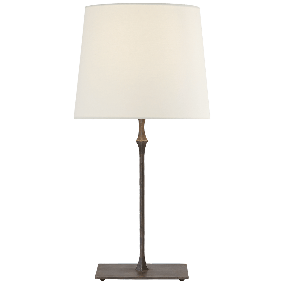 Dauphine Bedside Lamp in Aged Iron with Linen Shade