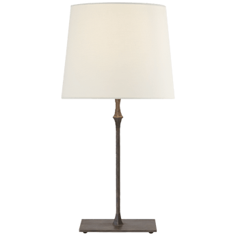 Dauphine Bedside Lamp in Aged Iron with Linen Shade