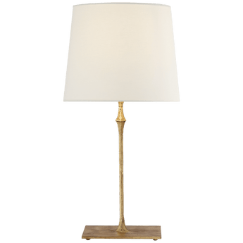 Dauphine Bedside Lamp in Gilded Iron with Linen Shade