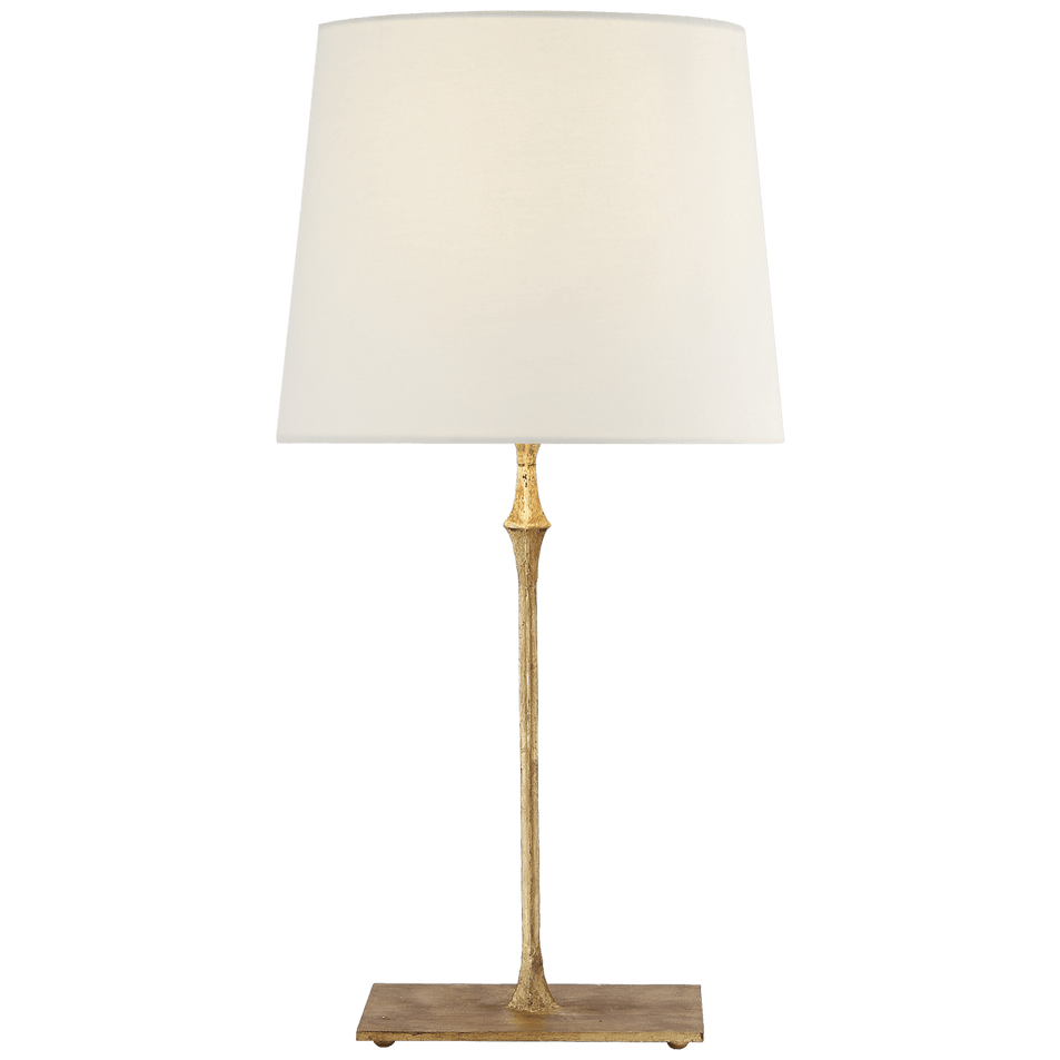 Dauphine Bedside Lamp in Gilded Iron with Linen Shade