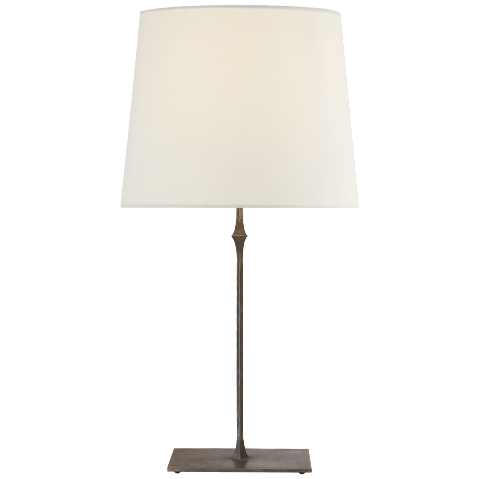 Dauphine Table Lamp in Aged Iron with Linen Shade