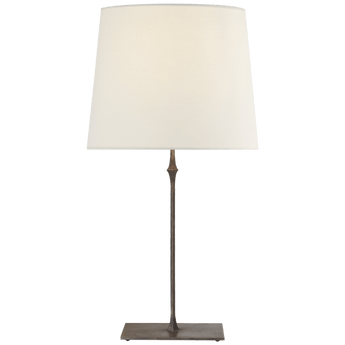 Dauphine Table Lamp in Aged Iron with Linen Shade