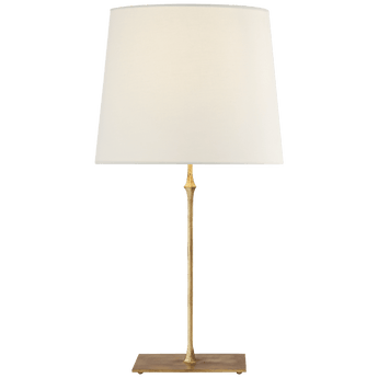 Dauphine Table Lamp in Gilded Iron with Linen Shade