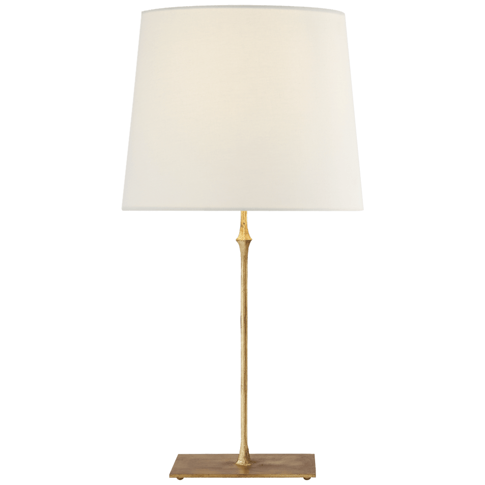 Dauphine Table Lamp in Gilded Iron with Linen Shade
