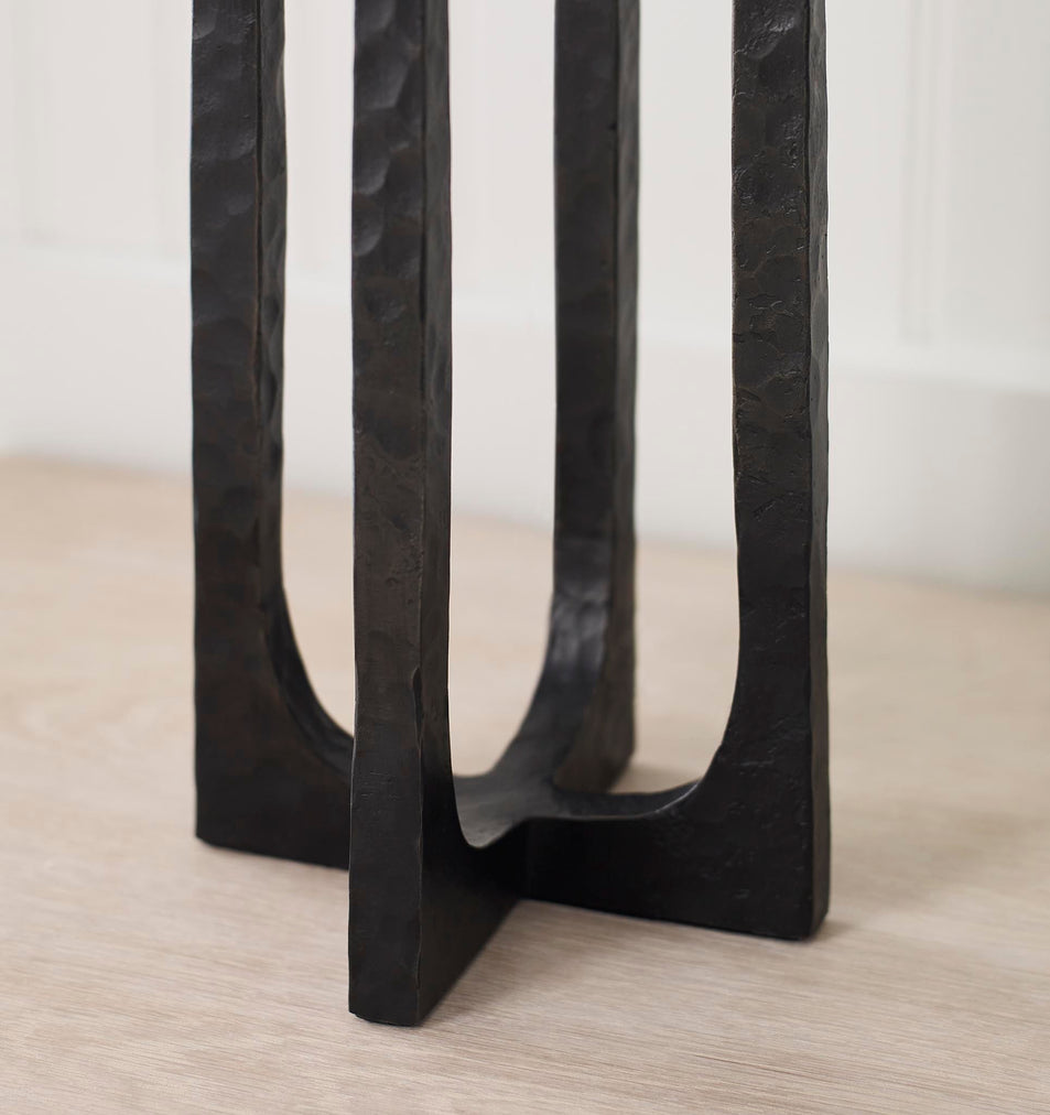 Scala Hand-Forged Table Lamp in Aged Iron with Linen Shade