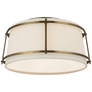 Callaway Small Flush Mount in Hand-Rubbed Antique Brass with Linen Shade and Frosted Acrylic Diffuser