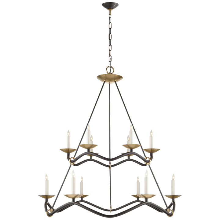 Choros Two-Tier Chandelier in Aged Iron
