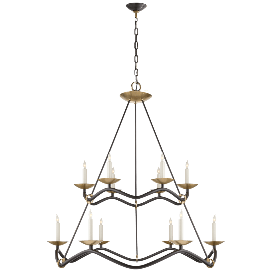 Choros Two-Tier Chandelier in Aged Iron