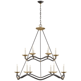 Choros Two-Tier Chandelier in Aged Iron