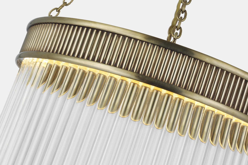 Menil Medium Chandelier in Soft Brass with Crystal Rods