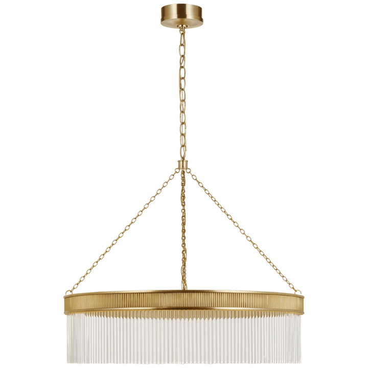 Menil Large Chandelier in Soft Brass with Crystal Rods