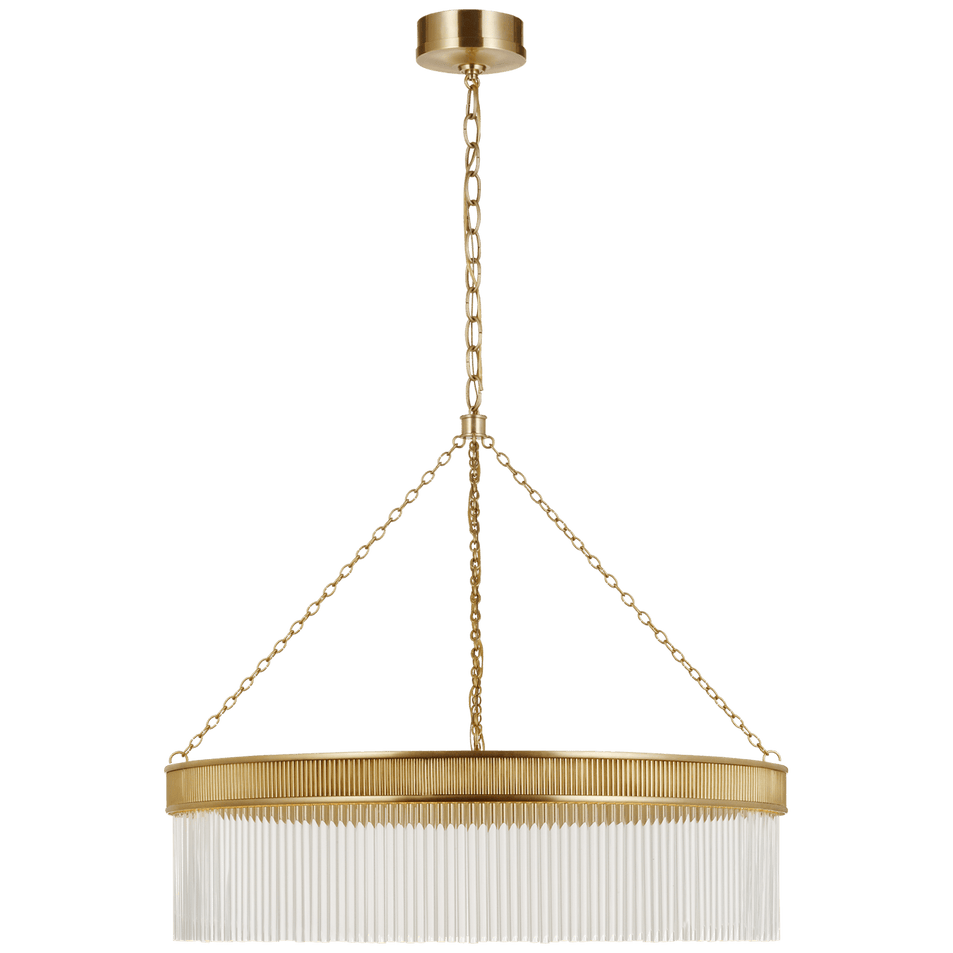 Menil Large Chandelier in Soft Brass with Crystal Rods